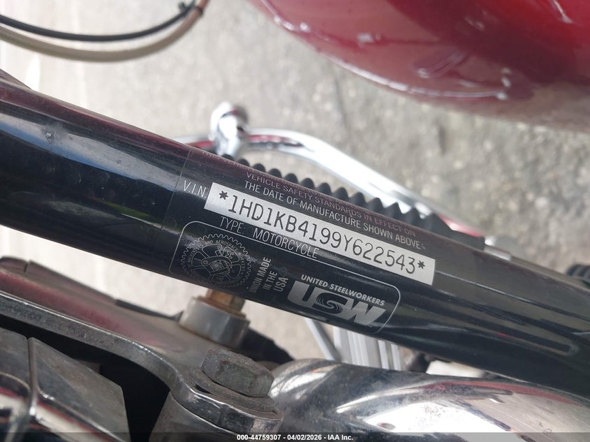 2009 Harley-Davidson Flhx VIN: 1HD1KB4199Y622543 Lot: 44759307