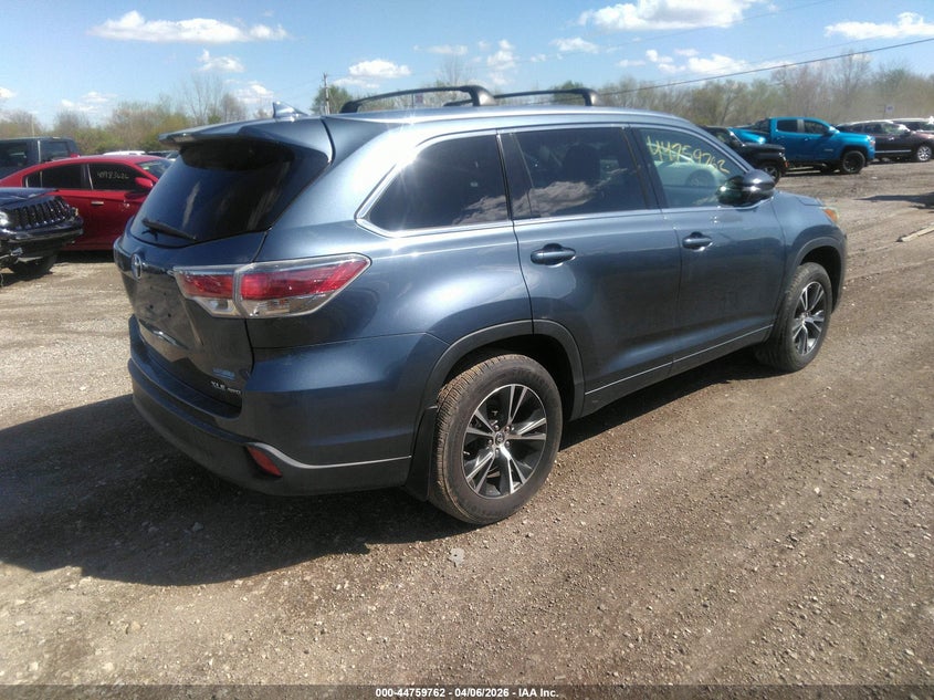 Vin: 5tdjkrfh6gs264363, lot: 45256966, toyota highlander xle v6 20164