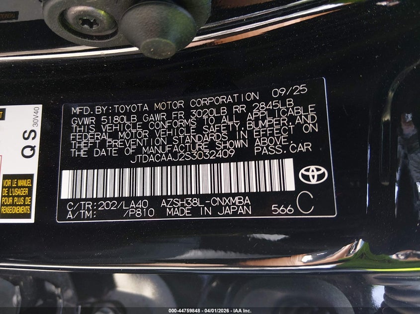 2025 Toyota Crown Signia Xle VIN: JTDACAAJ2S3032409 Lot: 44759848