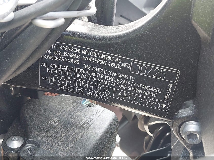 2026 BMW R 1300 Gs Adventure VIN: WB10M3306T6M33595 Lot: 44760193