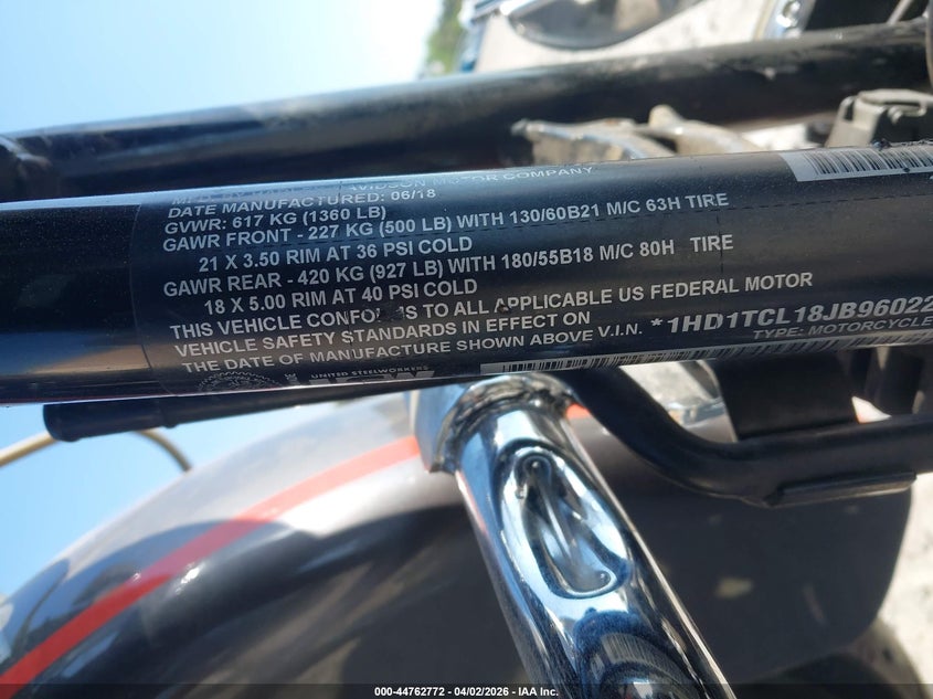 2018 Harley-Davidson Fltrxse Cvo Road Glide VIN: 1HD1TCL18JB960222 Lot: 44762772