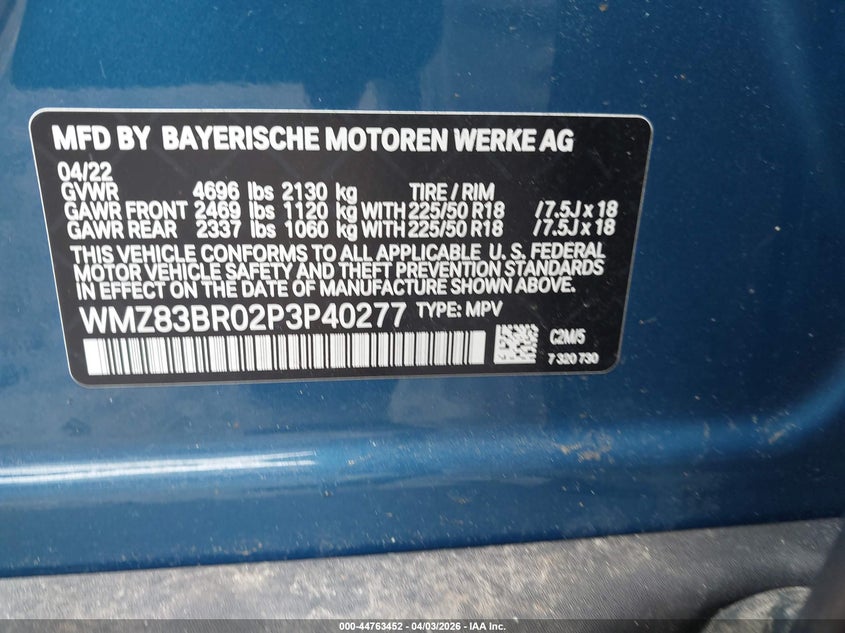 2023 Mini Countryman Cooper S VIN: WMZ83BR02P3P40277 Lot: 44763452