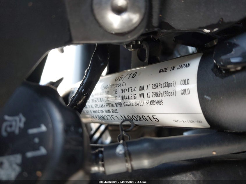 2018 Yamaha Mt07 VIN: JYARM27E1JA002615 Lot: 44763825
