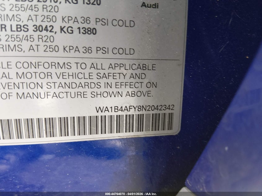 2022 Audi Sq5 Premium Plus Tfsi Quattro Tiptronic VIN: WA1B4AFY8N2042342 Lot: 44764070