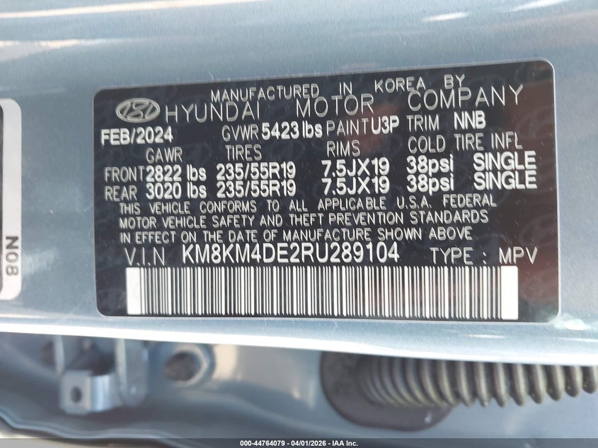 2024 Hyundai Ioniq 5 Se VIN: KM8KM4DE2RU289104 Lot: 44764079