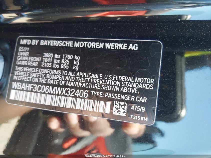 2021 BMW Z4 Sdrive30I VIN: WBAHF3C06MWX32406 Lot: 44764538