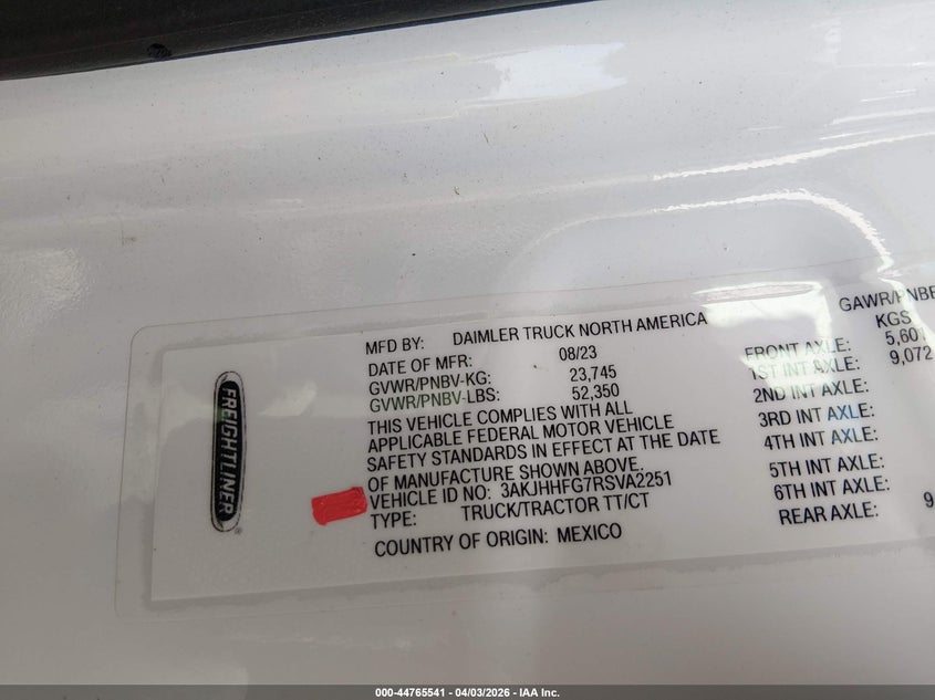 2024 FREIGHTLINER NEW CASCADIA 126 auction photo 8