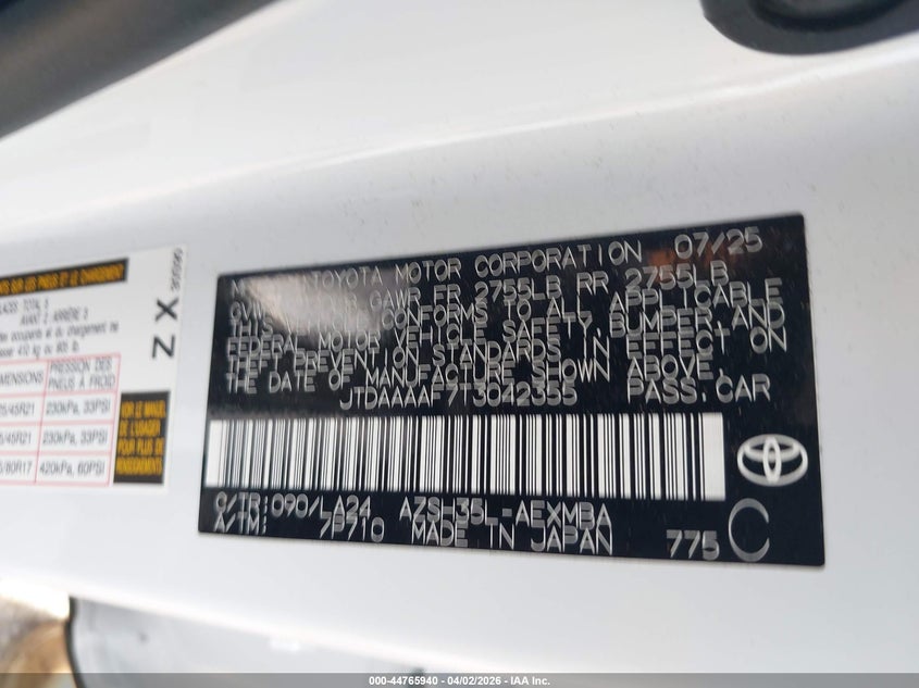 2026 Toyota Crown Limited VIN: JTDAAAAF7T3042355 Lot: 44765940