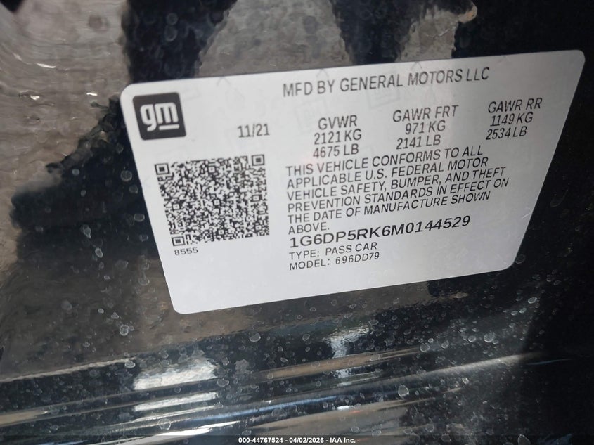 2021 Cadillac Ct5 Sport VIN: 1G6DP5RK6M0144529 Lot: 44767524