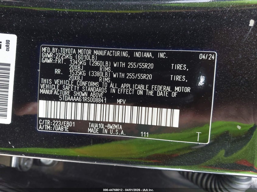 2024 Lexus Tx 350 Premium VIN: 5TDAAAA61RS008841 Lot: 44768012