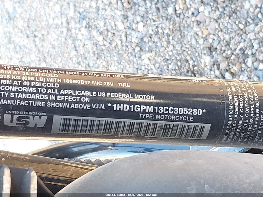 2012 Harley-Davidson Fxdwg Dyna Wide Glide VIN: 1HD1GPM13CC305280 Lot: 44769084