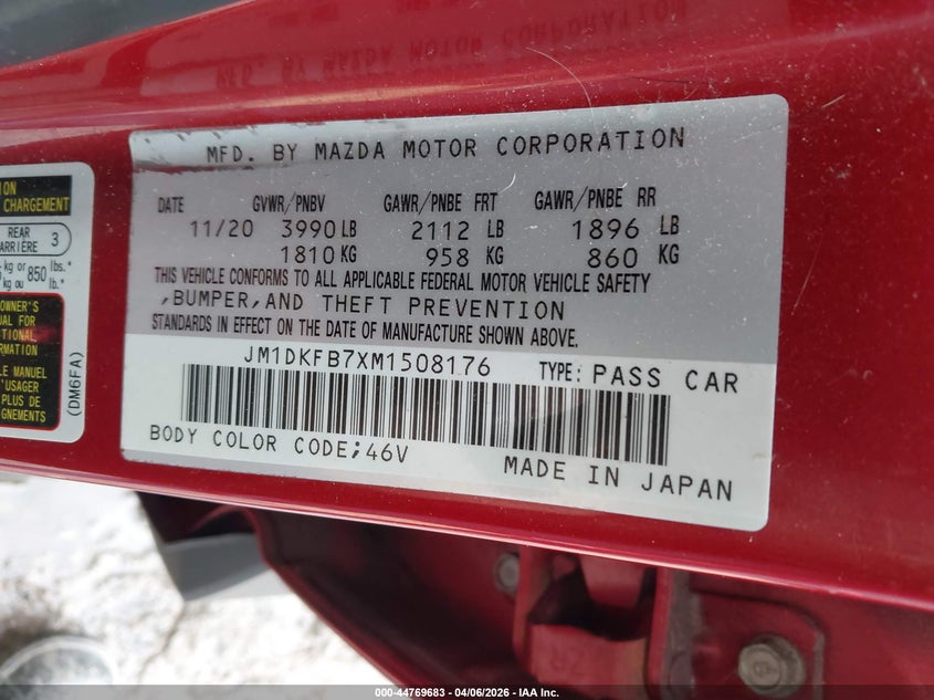 2021 Mazda Cx-3 Sport VIN: JM1DKFB7XM1508176 Lot: 44769683