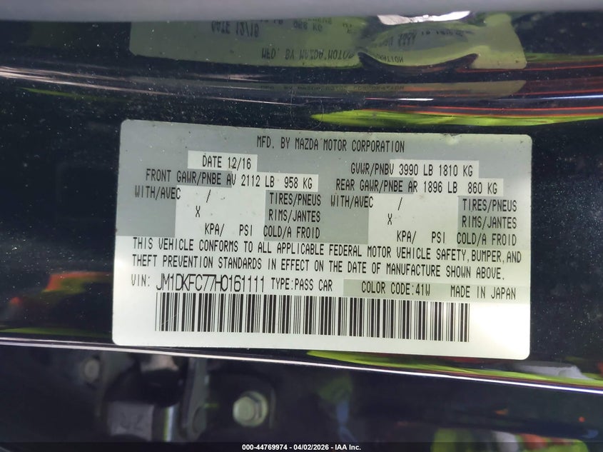 2017 Mazda Cx-3 Touring VIN: JM1DKFC77H0161111 Lot: 44769974
