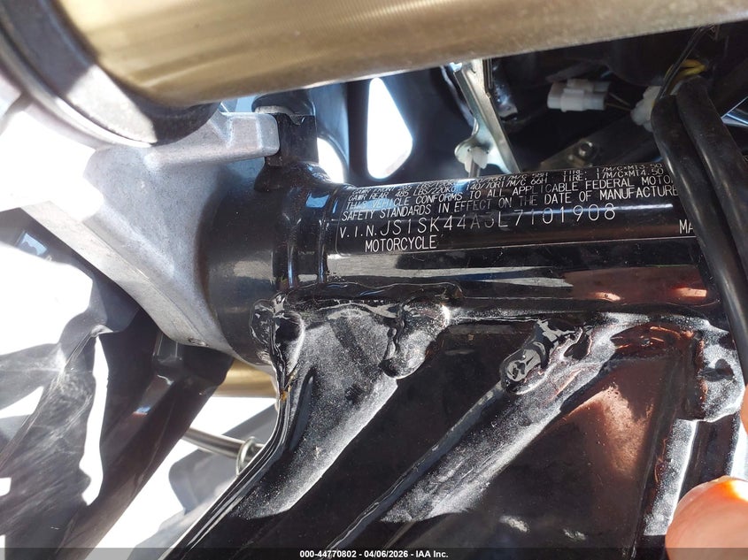 2020 Suzuki Dr-Z400 Sm VIN: JS1SK44A3L7101908 Lot: 44770802