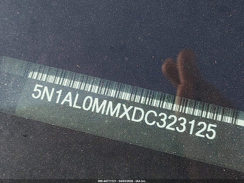 2013 Infiniti Jx35 VIN: 5N1AL0MMXDC323125 Lot: 44771121