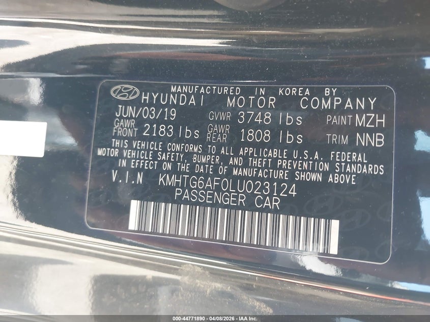 2020 Hyundai Veloster 2.0 Premium VIN: KMHTG6AF0LU023124 Lot: 44771890