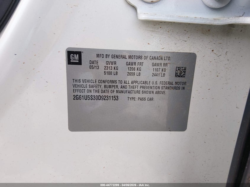 2013 Cadillac Xts Platinum VIN: 2G61U5S30D9231153 Lot: 44772299