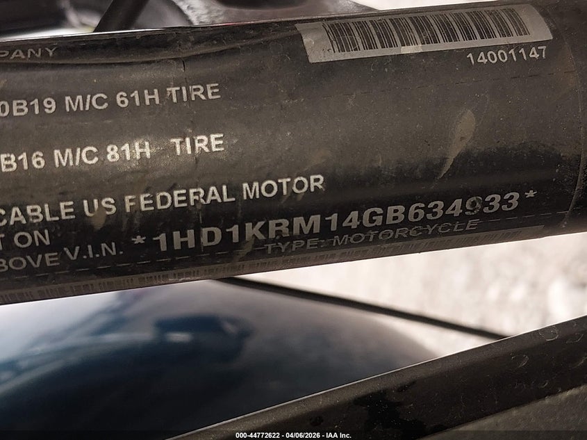 2016 Harley-Davidson Flhxs Street Glide Special VIN: 1HD1KRM14GB634933 Lot: 44772622