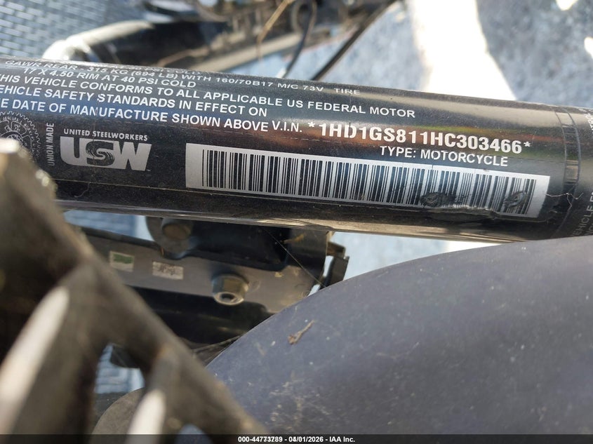 2017 Harley-Davidson Fxdls VIN: 1HD1GS811HC303466 Lot: 44773789
