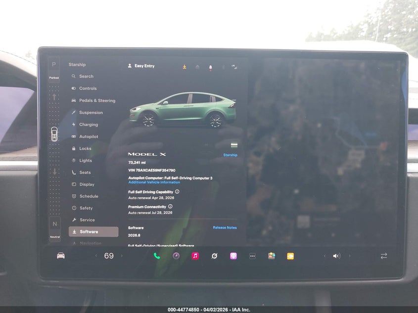 2022 Tesla Model X Dual Motor All-Wheel Drive VIN: 7SAXCAE59NF354790 Lot: 44774850