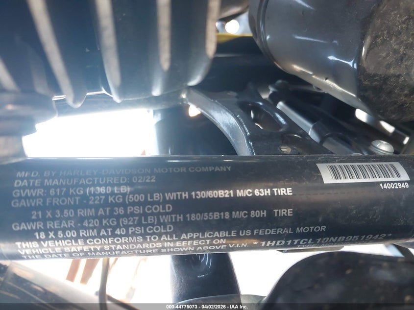 2022 Harley-Davidson Fltrxse VIN: 1HD1TCL10NB951942 Lot: 44775073