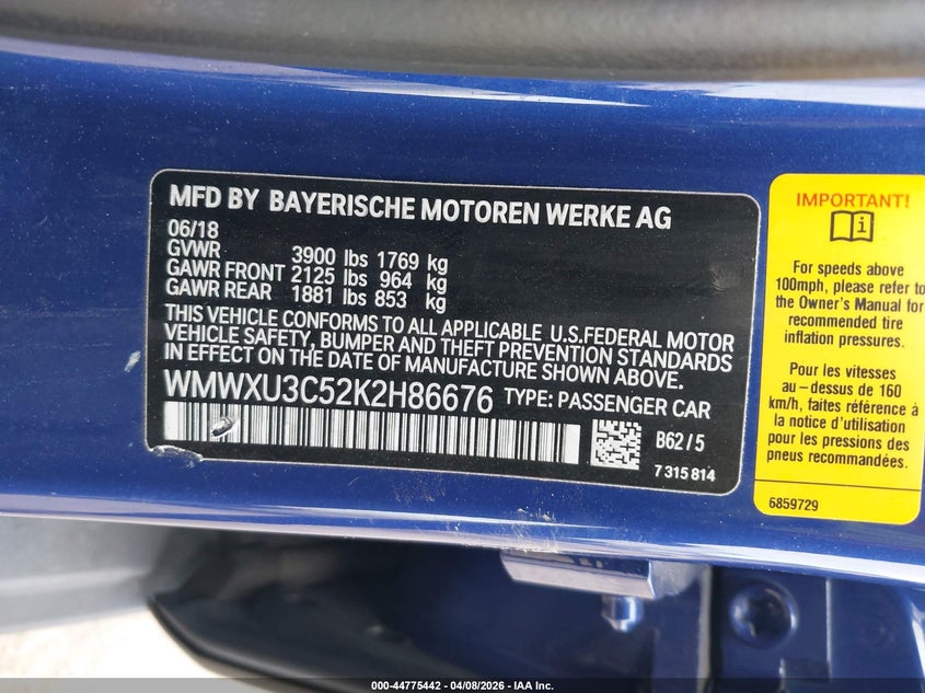 2019 Mini Hardtop Cooper S VIN: WMWXU3C52K2H86676 Lot: 44775442