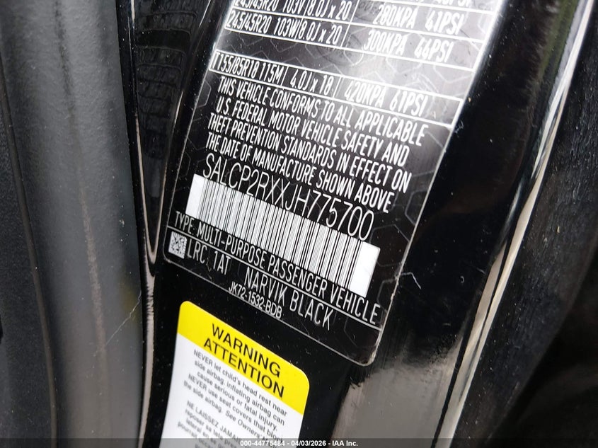 2018 Land Rover Discovery Sport Se VIN: SALCP2RXXJH775700 Lot: 44775484