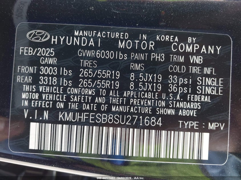 2025 Genesis Gv80 2.5T Standard Awd VIN: KMUHFESB8SU271684 Lot: 44777453