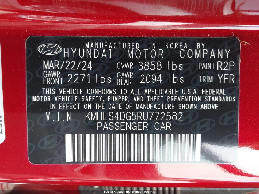 VIN KMHLS4DG5RU772582 2024 HYUNDAI ELANTRA SEL