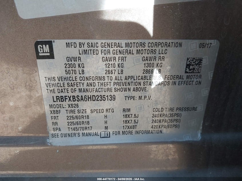 2017 Buick Envision Essence VIN: LRBFXBSA6HD235139 Lot: 44778172