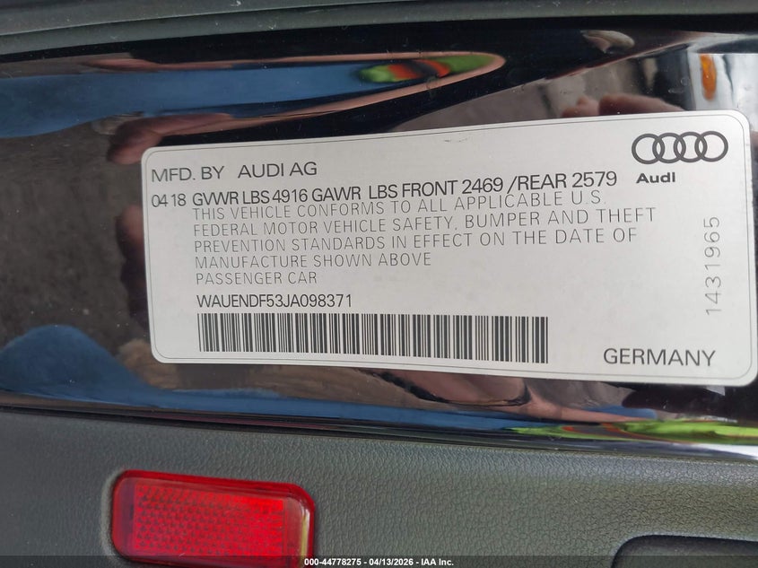 2018 Audi A5 2.0T Premium VIN: WAUENDF53JA098371 Lot: 44778275