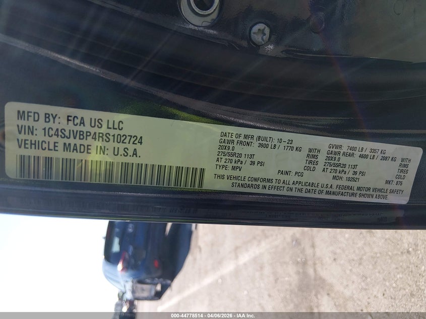 2024 Jeep Wagoneer Series Ii Carbide 4X4 VIN: 1C4SJVBP4RS102724 Lot: 44778514