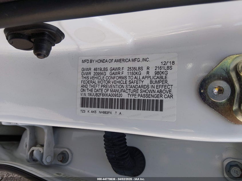 2019 Acura Tlx Advance Pkg VIN: 19UUB2F8XKA009520 Lot: 44778636