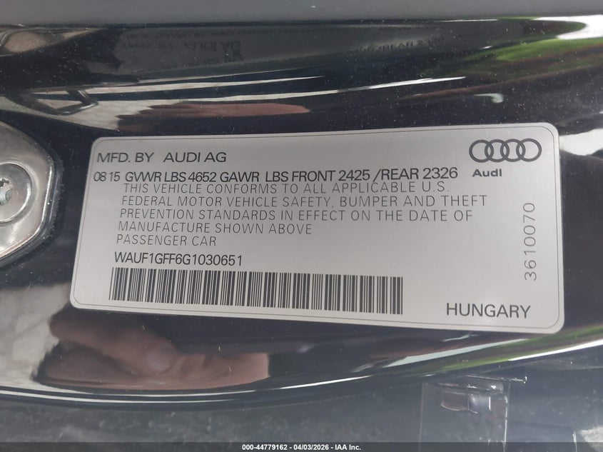2016 Audi S3 2.0T Premium Plus VIN: WAUF1GFF6G1030651 Lot: 44779162