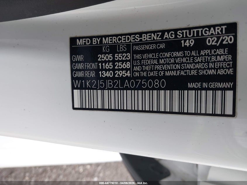 2020 Mercedes-Benz Cls 450 VIN: W1K2J5JB2LA075080 Lot: 44779310