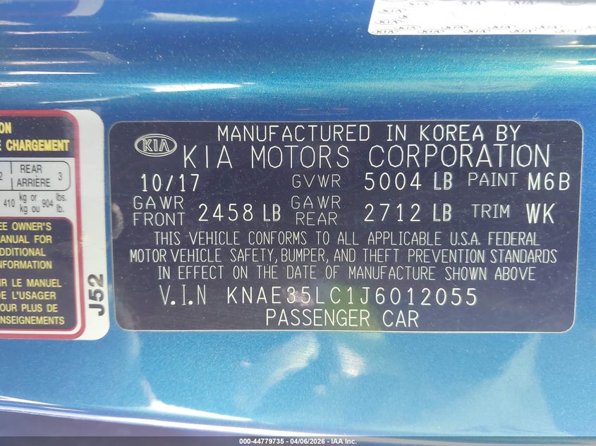 2018 Kia Stinger Gt VIN: KNAE35LC1J6012055 Lot: 44779735