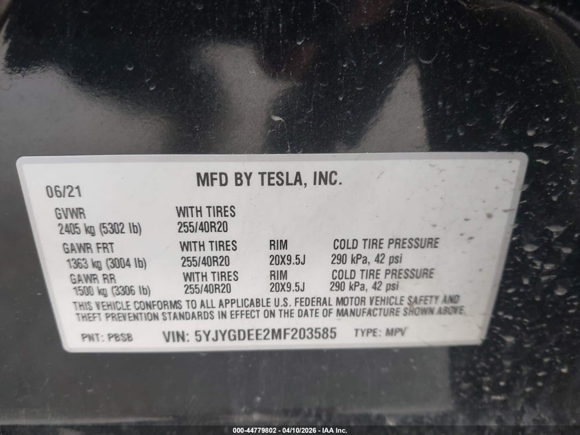 5YJYGDEE2MF203585 2021 Tesla Model y Long Range Dual Motor All-Wheel Drive black