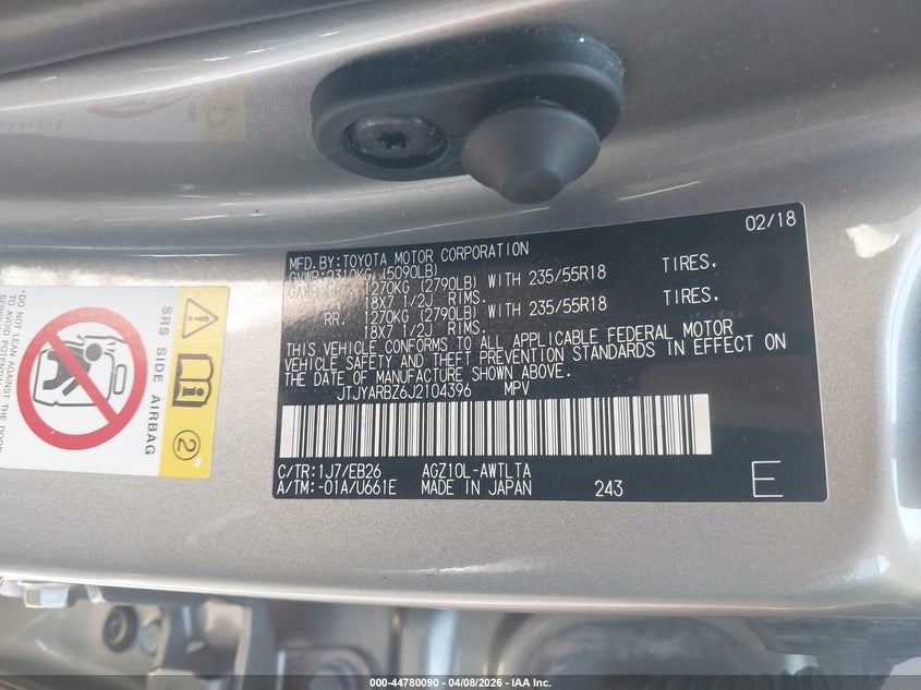 2018 Lexus Nx 300 F Sport VIN: JTJYARBZ6J2104396 Lot: 44780090