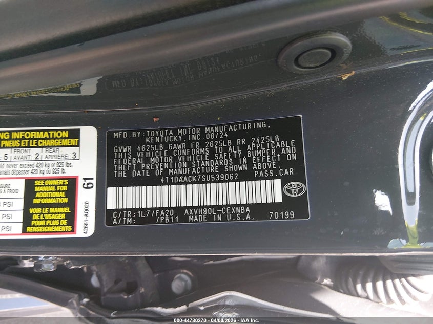2025 TOYOTA CAMRY SEDAN 2.5L I-4 DI, DOHC, VVT, 184HP