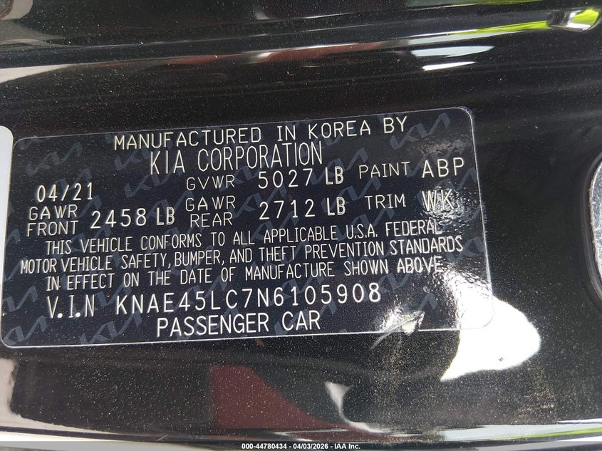 2022 Kia Stinger Gt1 VIN: KNAE45LC7N6105908 Lot: 44780434