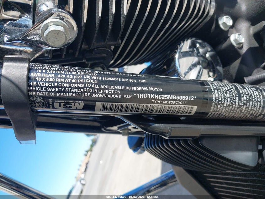 2021 Harley-Davidson Fltrx VIN: 1HD1KHC25MB605912 Lot: 44780502