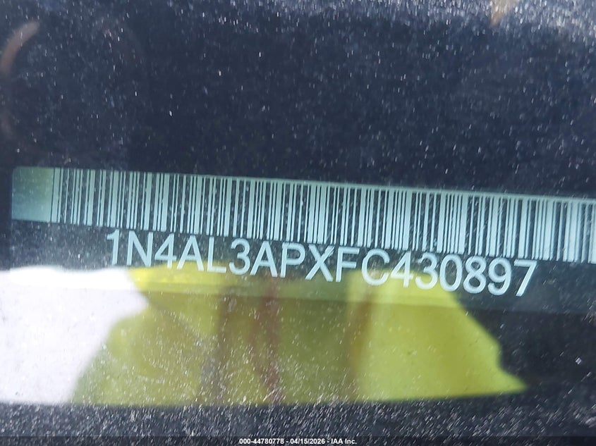 2015 Nissan Altima 2.5 S VIN: 1N4AL3APXFC430897 Lot: 44780778