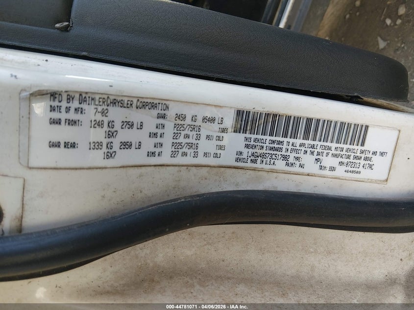 2003 Jeep Grand Cherokee Laredo VIN: 1J4GW48S73C517982 Lot: 44781071