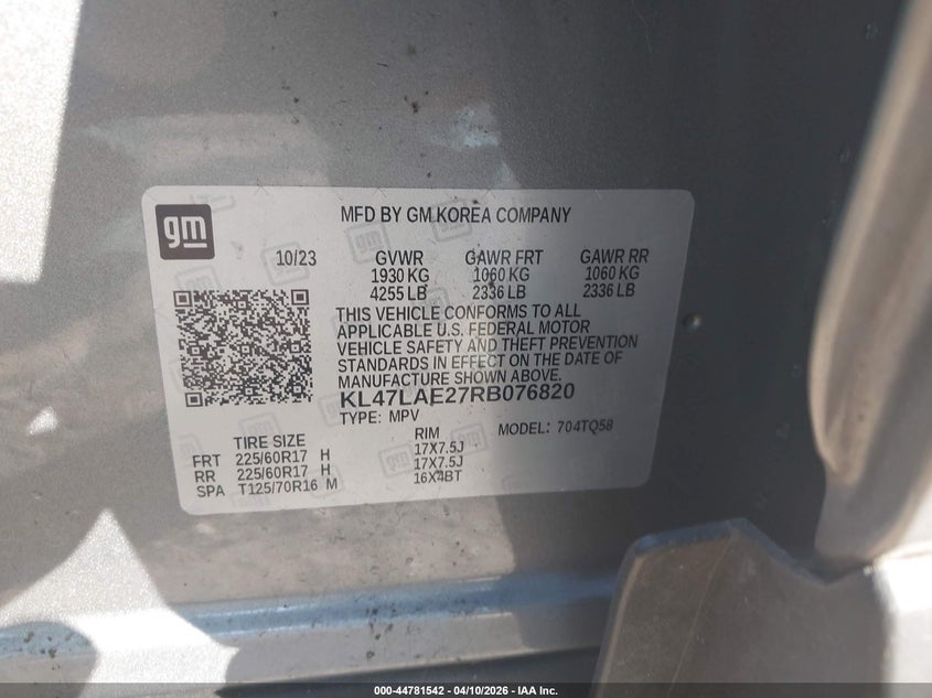 2024 Buick Envista Preferred Fwd VIN: KL47LAE27RB076820 Lot: 44781542