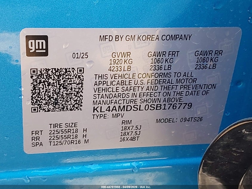 2025 Buick Encore Gx Sport Touring Fwd VIN: KL4AMDSL0SB176779 Lot: 44781958