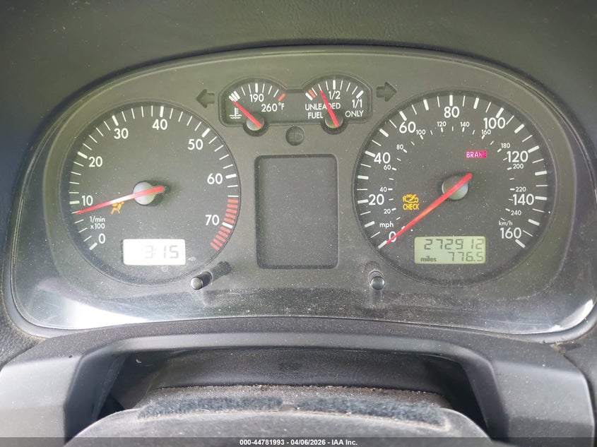 2001 Volkswagen Jetta Gls VIN: WVWSK61J21W629772 Lot: 44781993