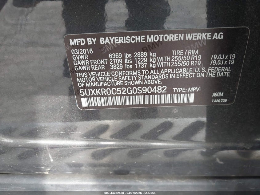2016 BMW X5 3.0 xDrive35I grey Lot 111044782488 Vin 5UXKR0C52G0S90482