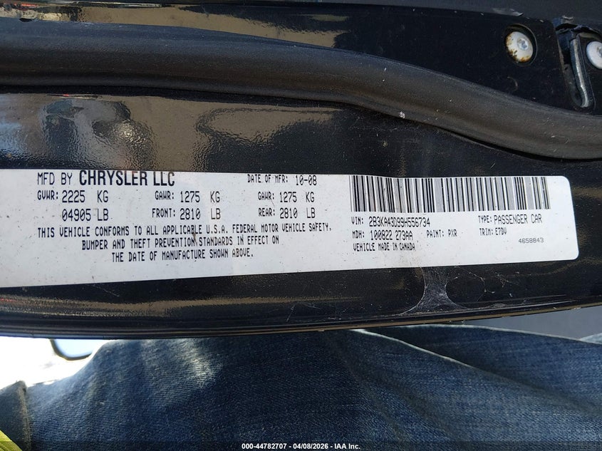 2009 Dodge Charger Se VIN: 2B3KA43D99H556734 Lot: 44782707