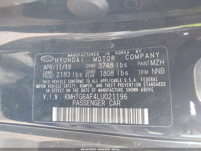 2020 Hyundai Veloster 2.0 Premium VIN: KMHTG6AF4LU021196 Lot: 44782919