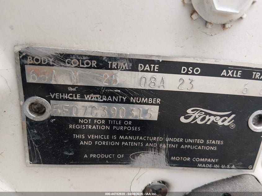 1965 Ford Mustang VIN: 5F07C390315 Lot: 44782939